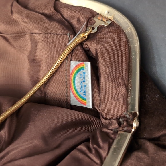 VGT,Brown Velvet Clutch/Purse Made In Hong Kong. - Picture 6 of 7